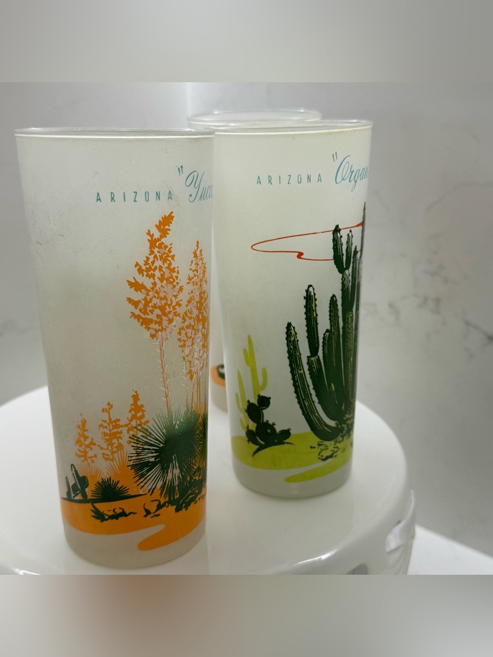 Vintage Blakely Arizona Frosted Glasses Set of 3 - Picture 3 of 13